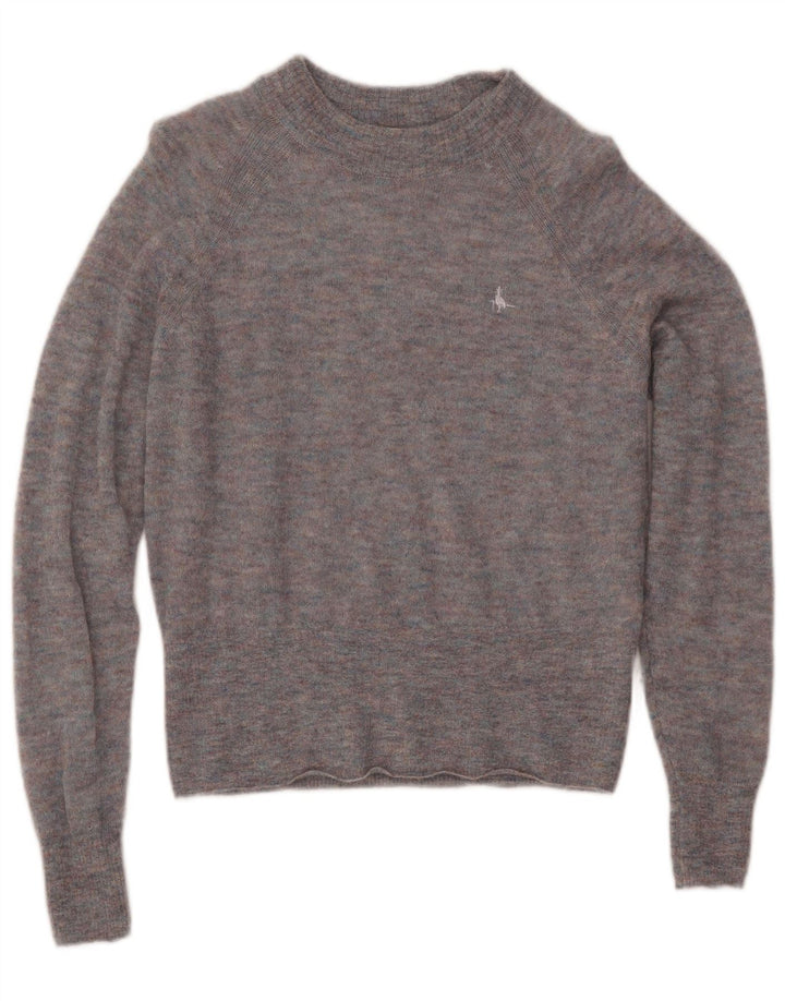 JACK WILLS Ženski džemper s veznim izrezom UK 10 Small Grey Flecked