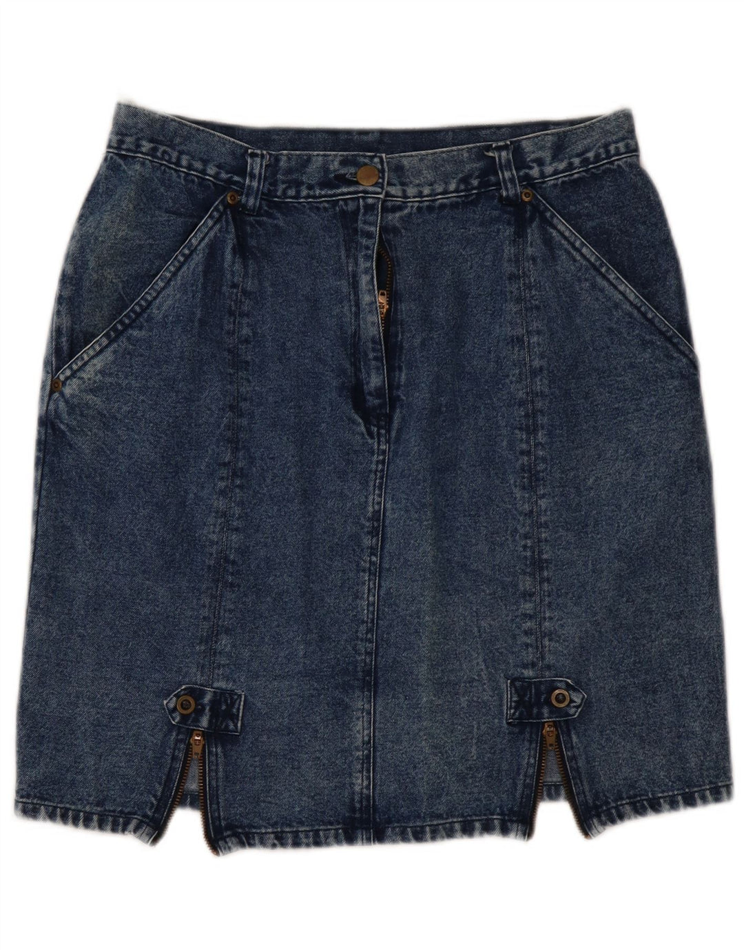 VINTAGE ženska mini traper suknja visokog struka EU 44 XL W32 plavi pamuk