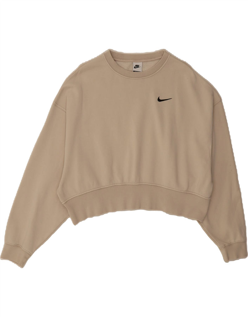 NIKE Womens Crop Loose Fit Sweatshirt Jumper UK 6 XS Beige Cotton Vintage Nike and Second-Hand Nike from Messina Hembry 