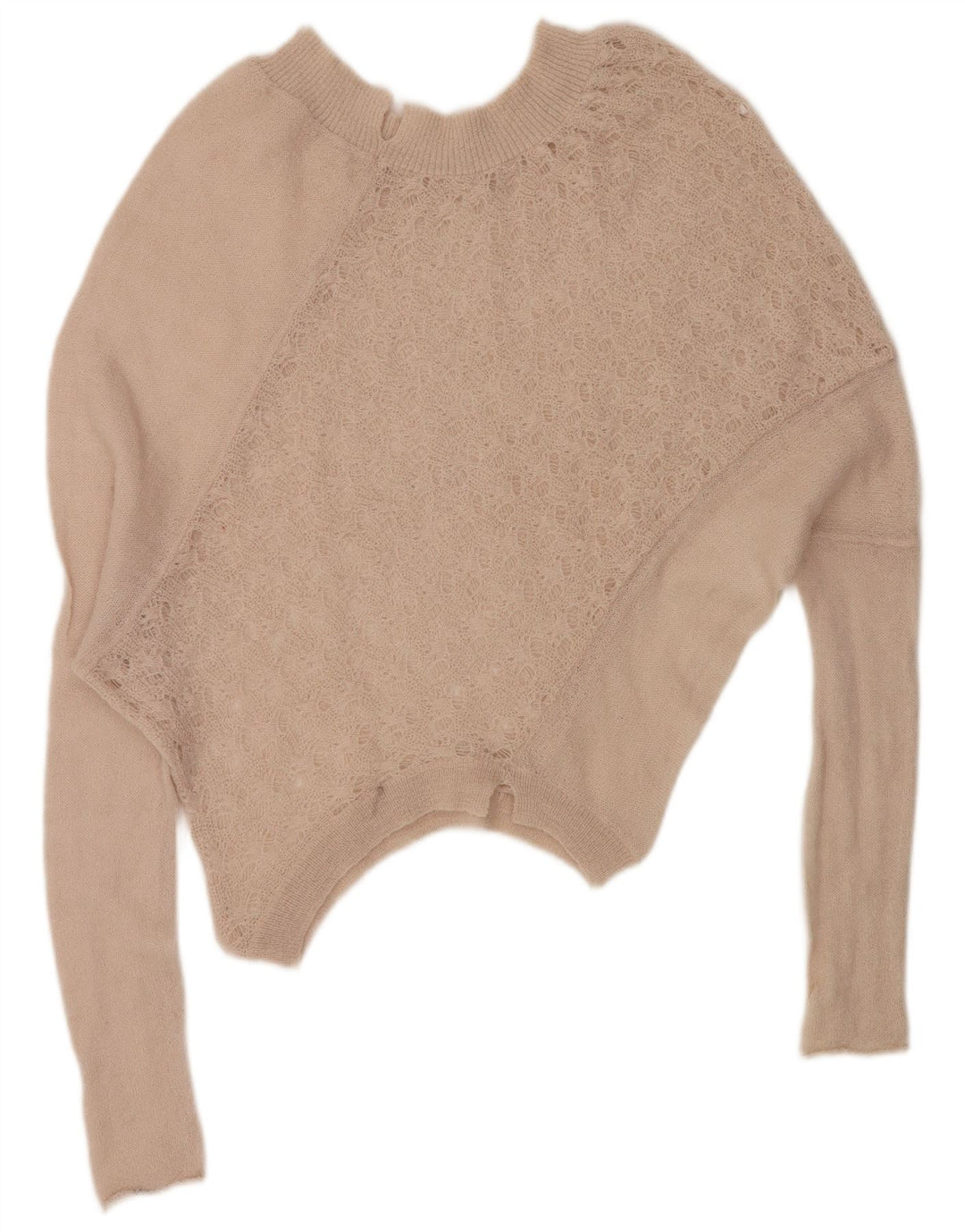 VINTAGE ženski pulover s velikim veznim izrezom UK 16 Veliki bež