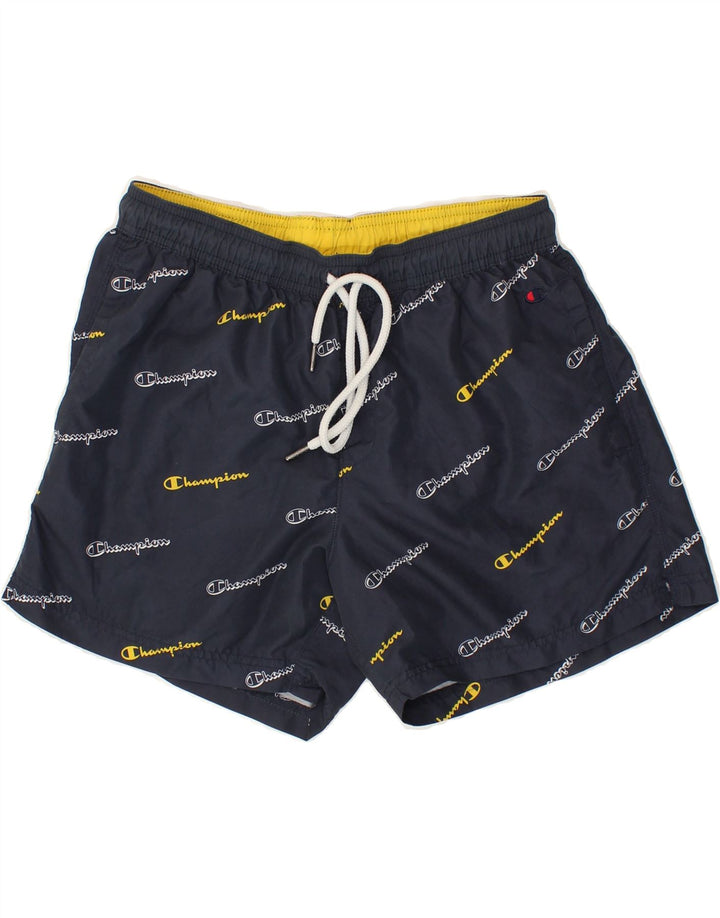 CHAMPION Womens Graphic Swimming Shorts UK 10 Small  Navy Blue Polyester Vintage Champion and Second-Hand Champion from Messina Hembry 