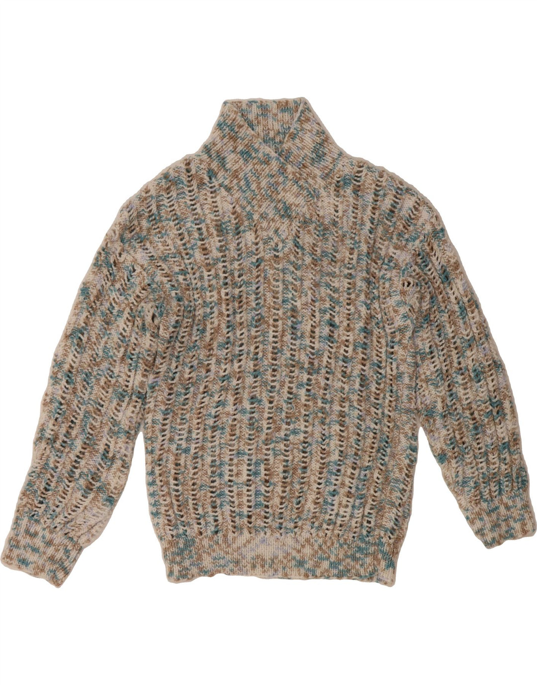 VINTAGE Womens Shawl Neck Jumper Sweater UK 14 Medium Multicoloured Vintage Vintage and Second-Hand Vintage from Messina Hembry 