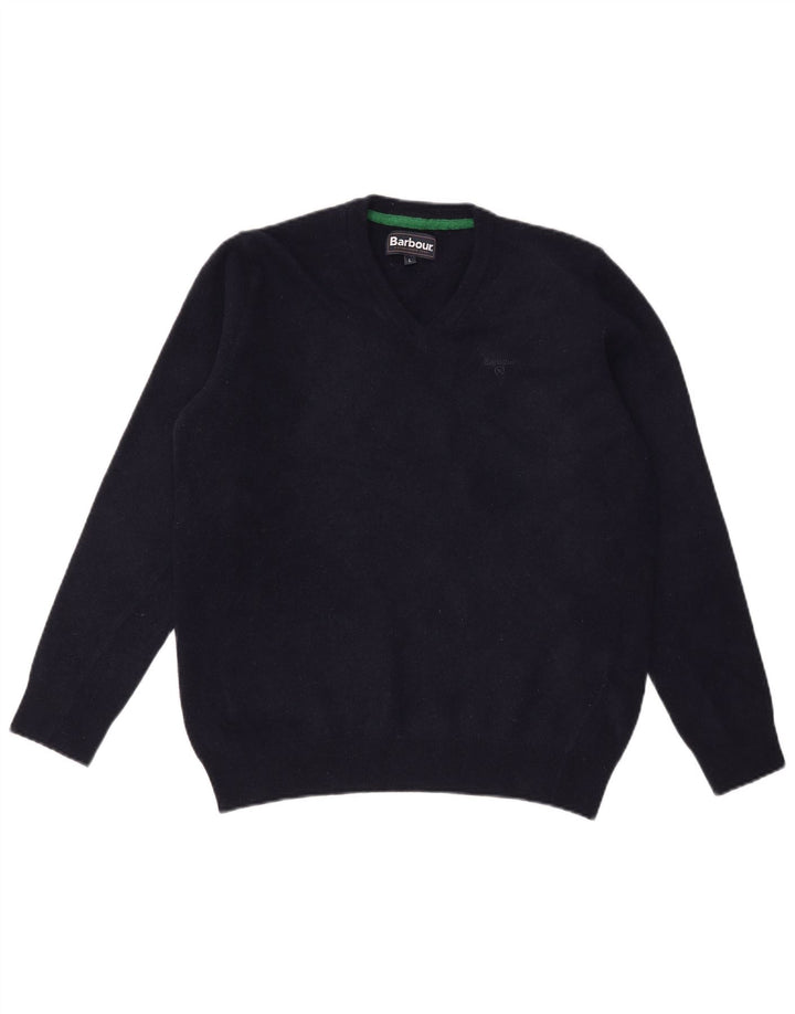 Barbour muški džemper s V-izrezom, veliki tamnoplavi vuneni