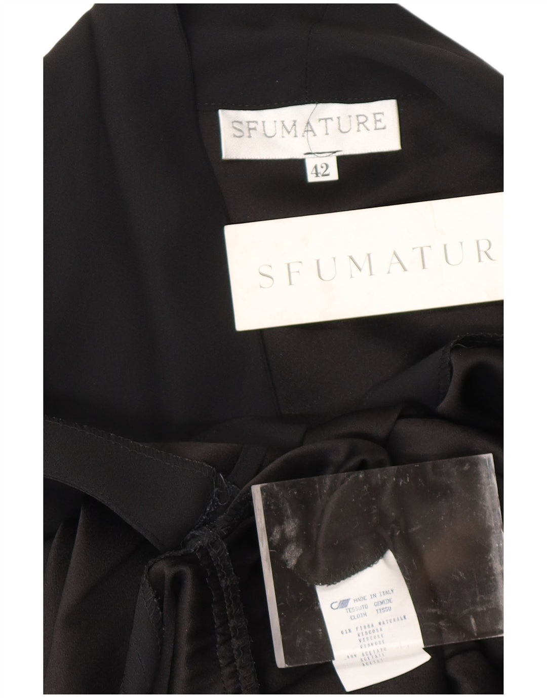 VINTAGE ženska haljina s dugim rukavima na omot IT 42 srednje crna viskoza