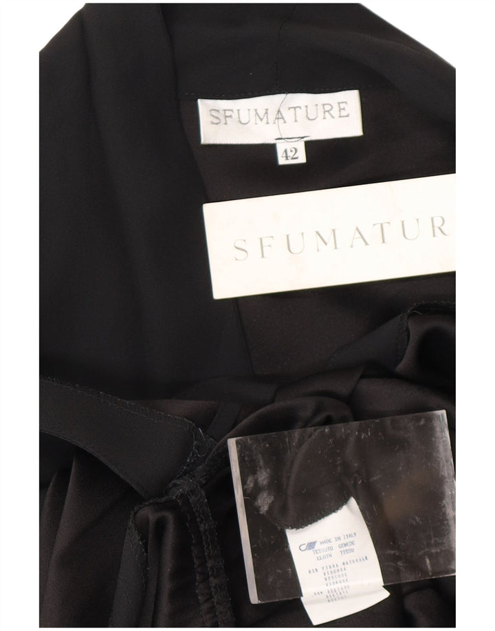 VINTAGE ženska haljina s dugim rukavima na omot IT 42 srednje crna viskoza