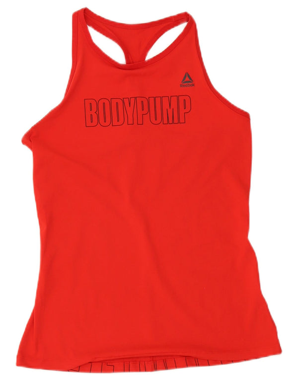 Reebok ženski gornji dio prsluka Bodypump Graphic UK 12/14 Medium Red Poliester