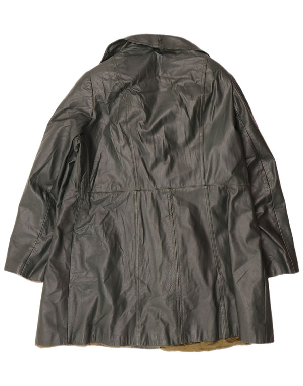 Vintage ženski kožni kaput s dvostrukim kopčanjem UK 18 XL zeleni