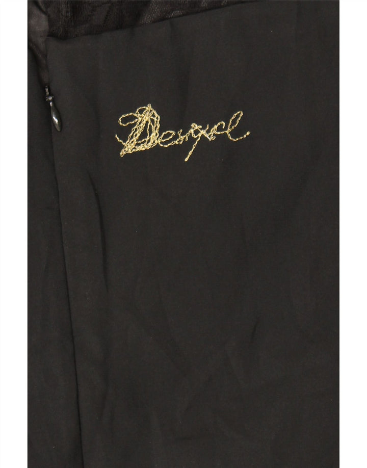 DESIGUAL Womens Graphic Sleeveless A-Line Dress EU 42 Large Black Floral Vintage Desigual and Second-Hand Desigual from Messina Hembry 