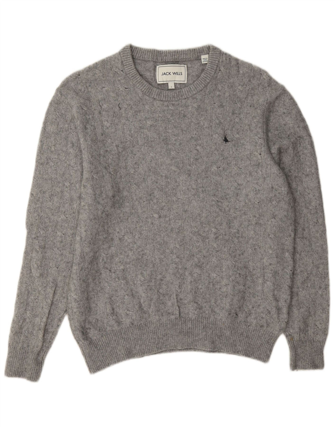 Jack Wills Ženski džemper s okruglim izrezom UK 14 Veliki sivi vuneni