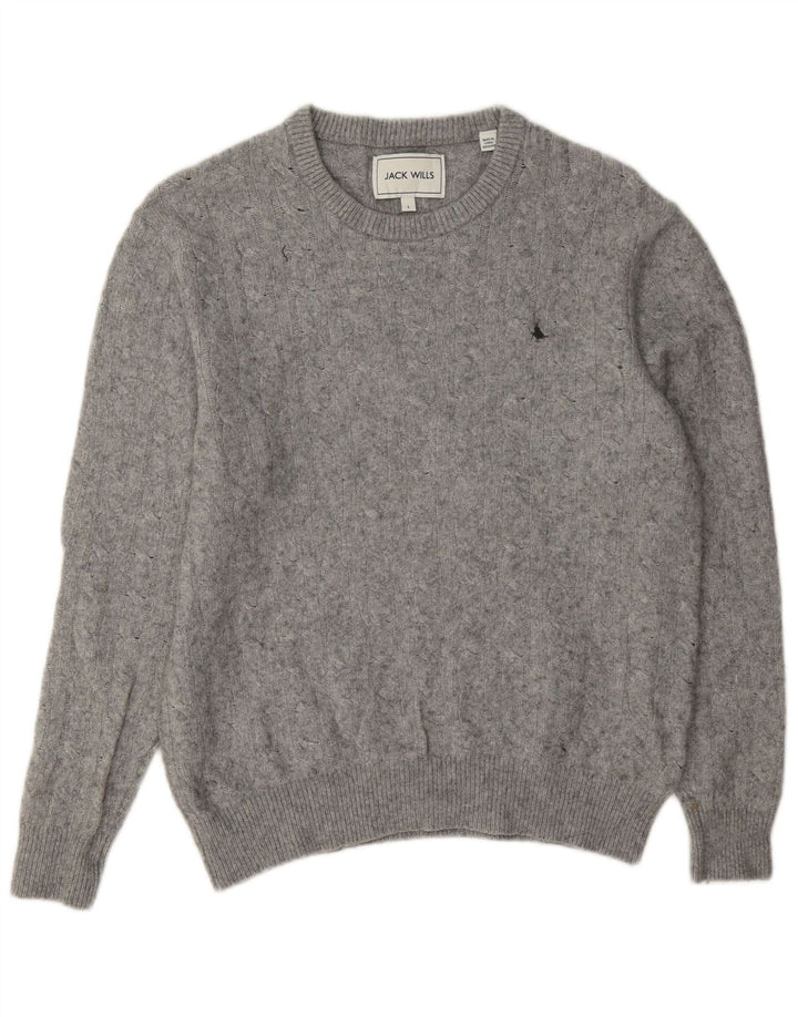 Jack Wills Ženski džemper s okruglim izrezom UK 14 Veliki sivi vuneni