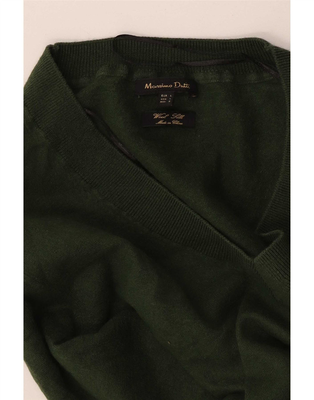 Ženski džemper s V-izrezom Massimo Dutti UK 14 veliki zeleni
