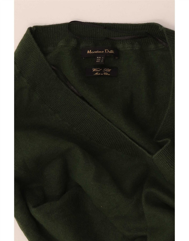 Ženski džemper s V-izrezom Massimo Dutti UK 14 veliki zeleni