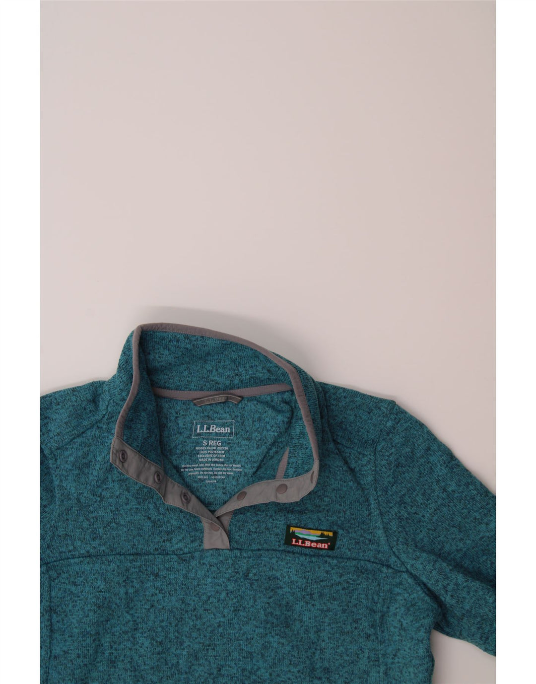 L.L.BEAN Womens Button Neck Sweatshirt Jumper UK 10 Small Blue Flecked Vintage L.L.Bean and Second-Hand L.L.Bean from Messina Hembry 