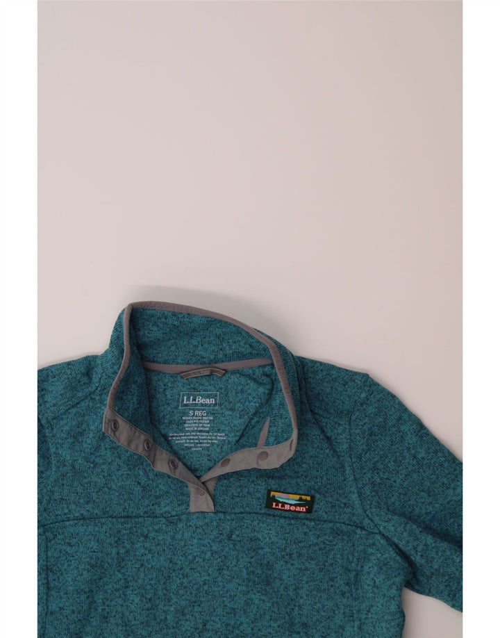 L.L.BEAN Womens Button Neck Sweatshirt Jumper UK 10 Small Blue Flecked Vintage L.L.Bean and Second-Hand L.L.Bean from Messina Hembry 
