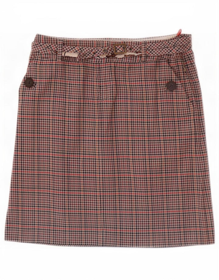Ben Sherman ženska mini suknja mala W27 smeđi karirani pamuk