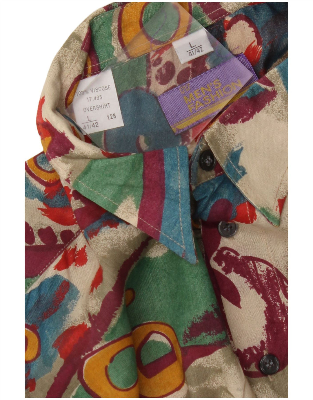 VINTAGE muška košulja s apstraktnim uzorkom, velika, raznobojna viskoza, veličina 41/42