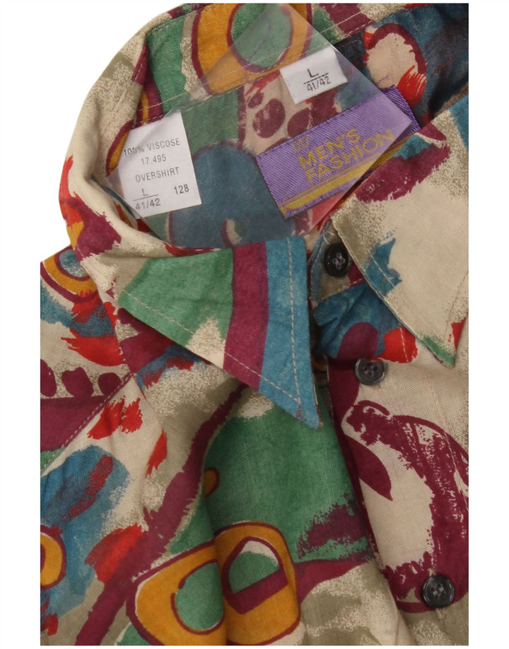 VINTAGE muška košulja s apstraktnim uzorkom, velika, raznobojna viskoza, veličina 41/42