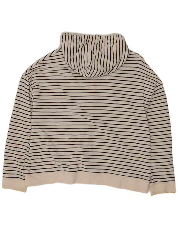 Joules ženski prekomjerni pulover s kapuljačom na patentni zatvarač UK 16 velike bijele pruge