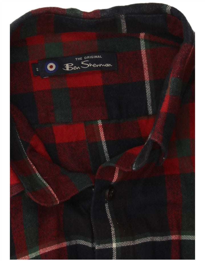 Ben Sherman muška flanelska košulja mala mornarsko plava karirana pamuk