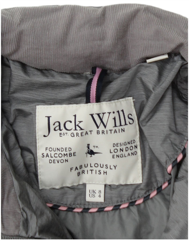 JACK WILLS Ženska podstavljena jakna UK 8 Mali sivi poliester