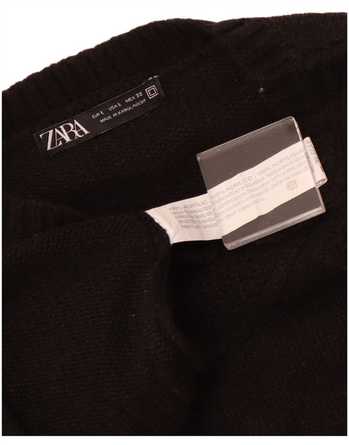 Zara ženski džemper s okruglim izrezom UK 14 Veliki crni akril