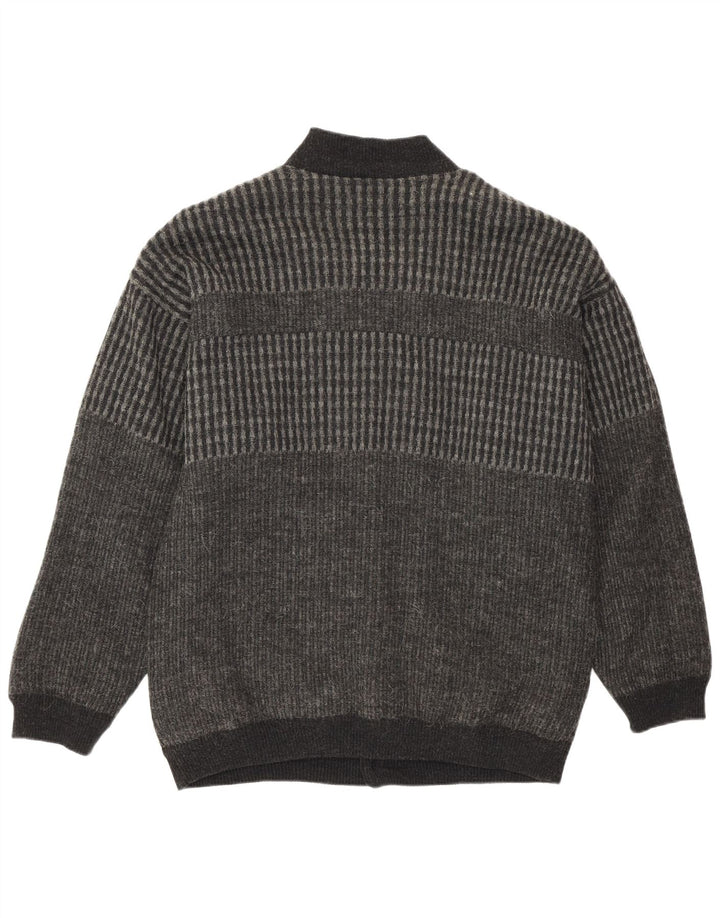 Settebello muški kardigan džemper srednje sivi geometrijski akrilni retro stil