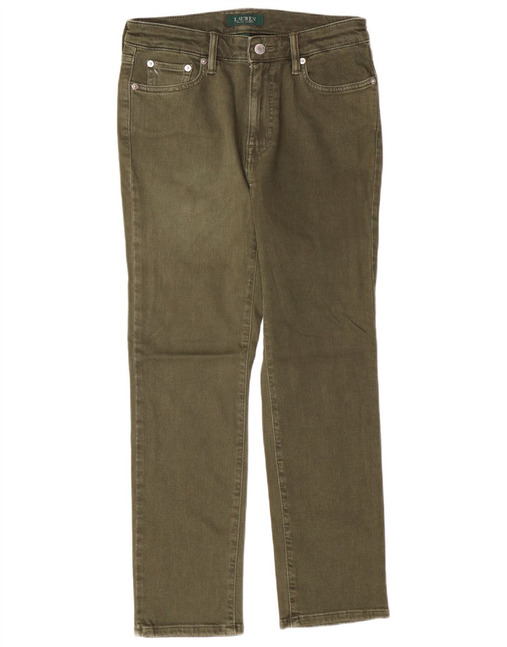 RALPH LAUREN Ženske ravne traperice US 6 srednje W28 L26 Kaki pamuk