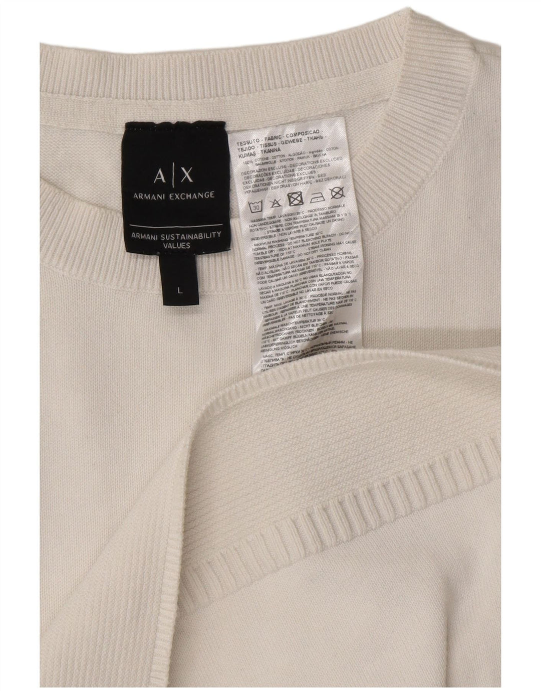 ARMANI EXCHANGE Muški pulover s okruglim izrezom, veliki bijeli pamuk