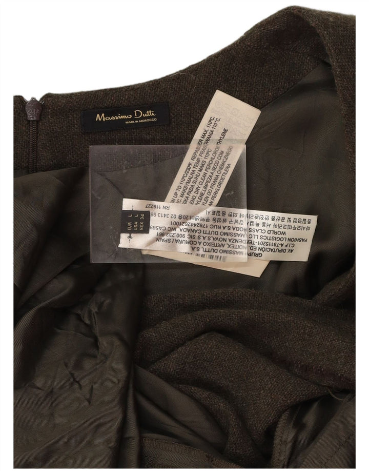 MASSIMO DUTTI Ženska shift haljina UK 14 Large kaki prugaste vune
