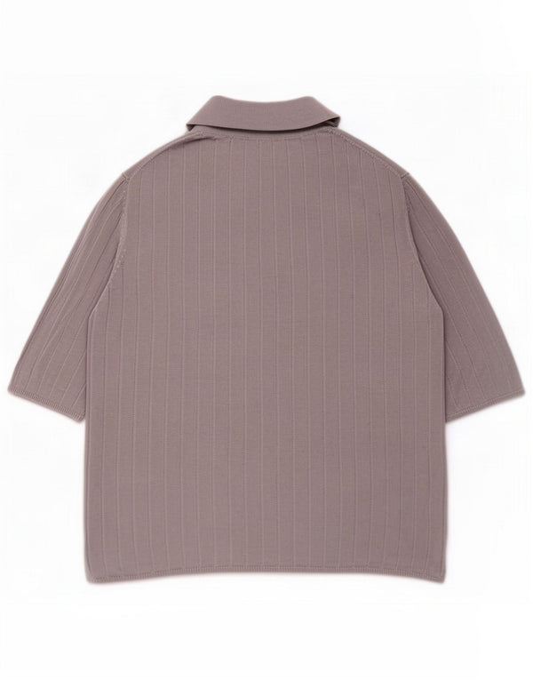 Zara Womens 3/4 Sleeve Polo Neck Jumper Sweater UK 14 Medium Grey Lyocell
