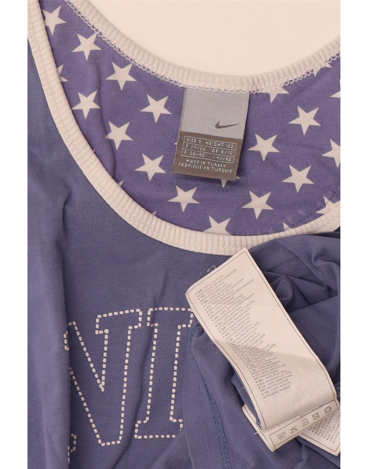 Nike ženski kratki grafički prsluk UK 8/10 mali plavi pamuk