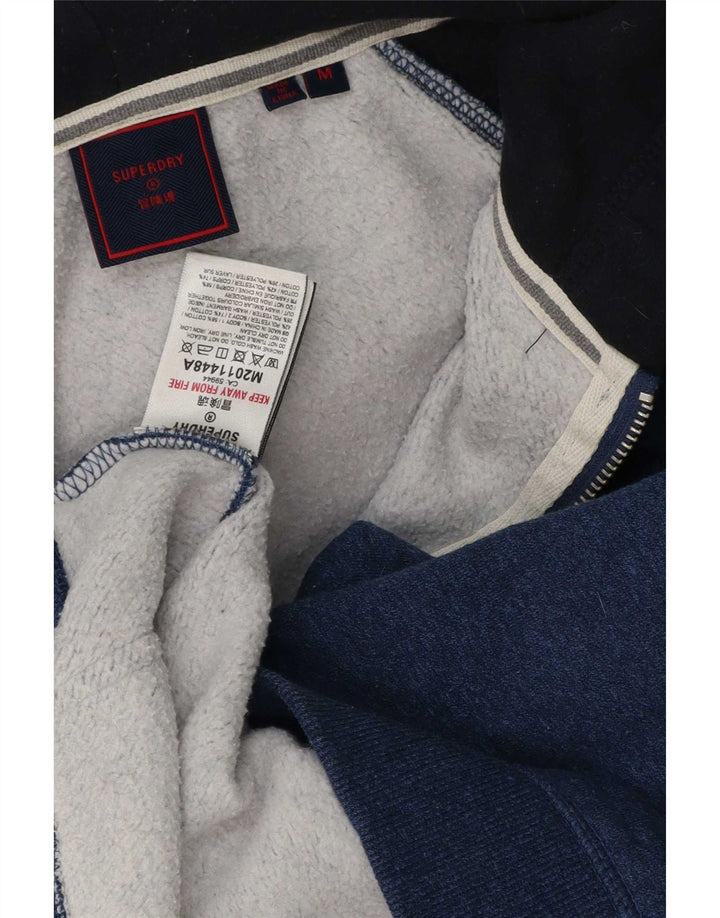 Superdry muški pulover s kapuljačom na patentni zatvarač, srednje plavi pamuk