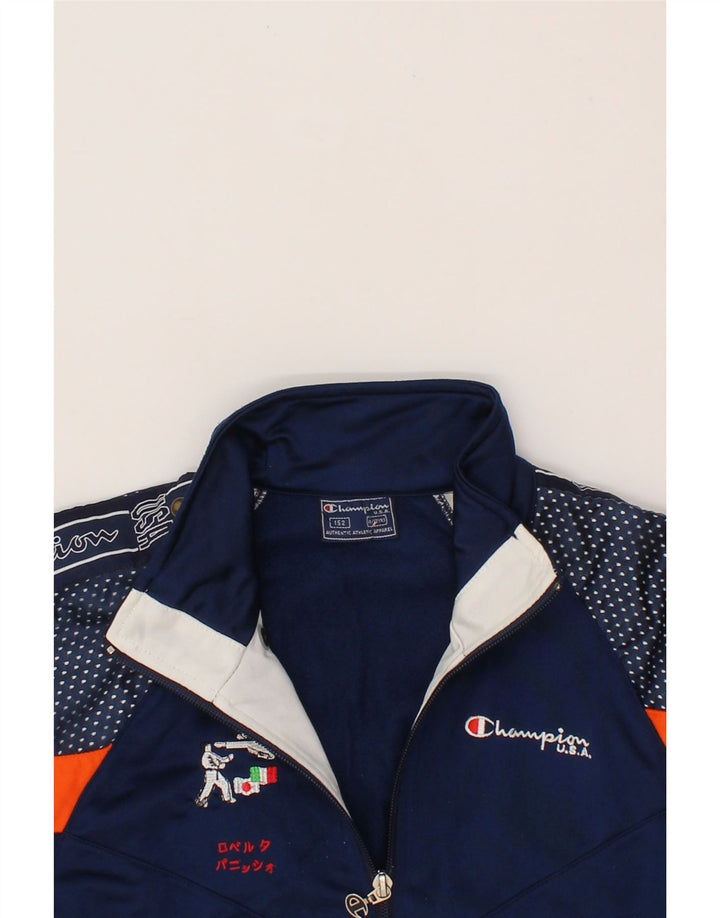 CHAMPION Boys Graphic Tracksuit Top Jacket 11-12 Years Navy Blue Vintage Champion and Second-Hand Champion from Messina Hembry 