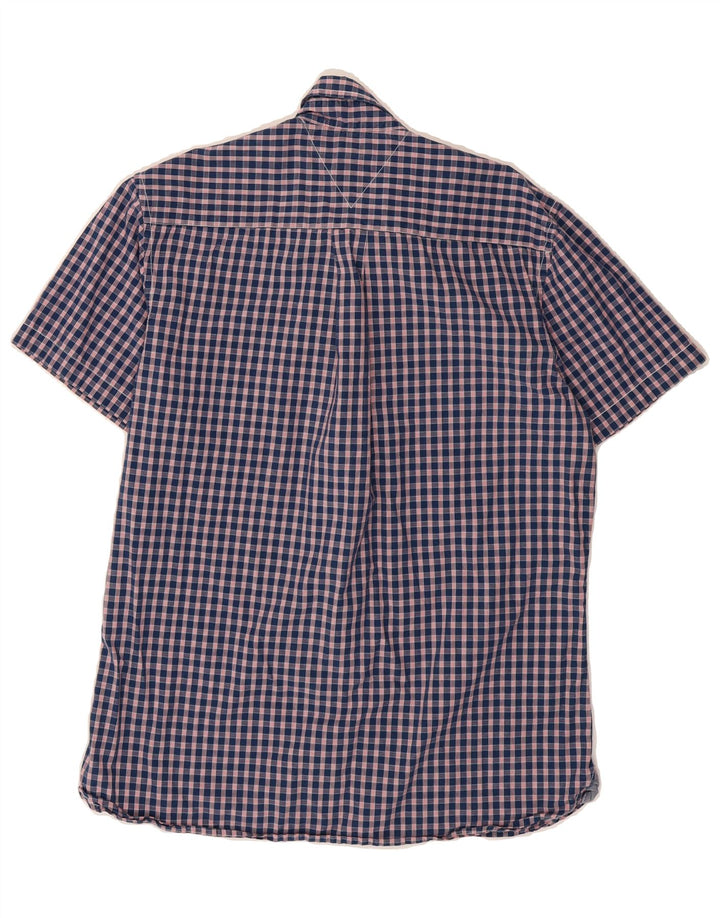 TOMMY HILFIGER Mens Short Sleeve Shirt Medium Blue Check Cotton Vintage Tommy Hilfiger and Second-Hand Tommy Hilfiger from Messina Hembry 