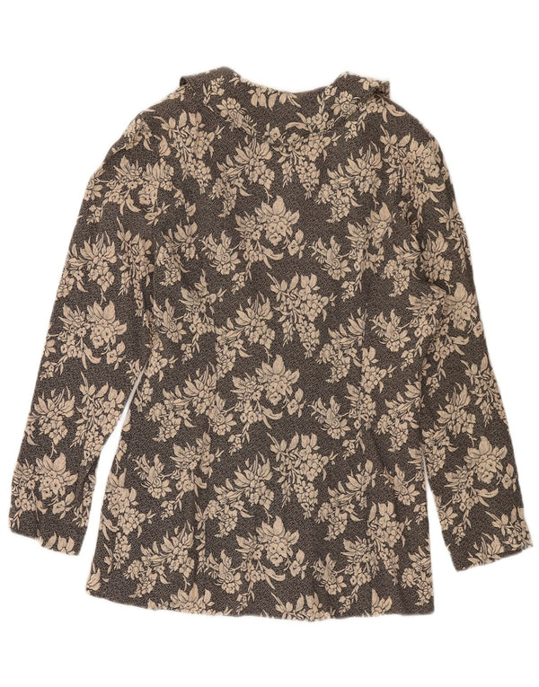 VINTAGE ženski sako s 3 gumba UK 10 Mala crna cvjetna