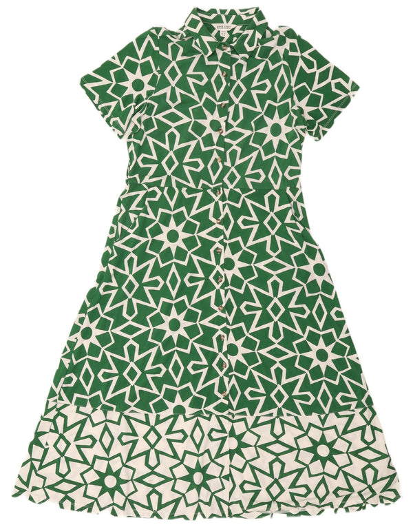 Bijela ženska haljina košulja kratkih rukava UK 14 velika zelena geometrijska