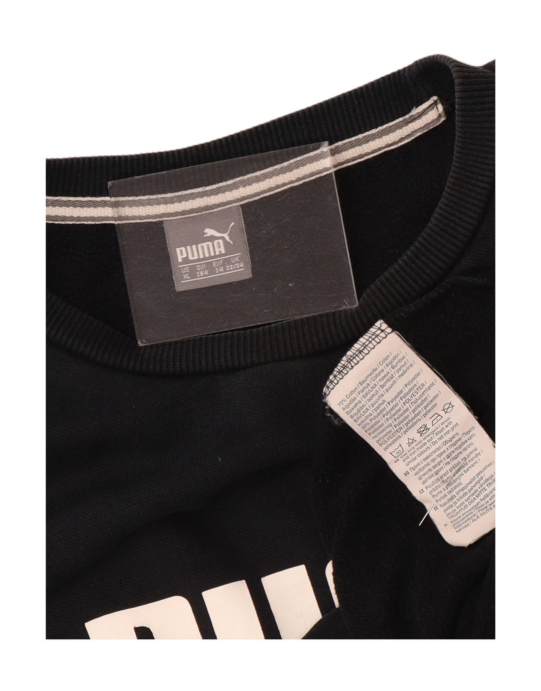 PUMA Ženski džemper s grafičkim motivima, 13-14 godina, crni pamuk