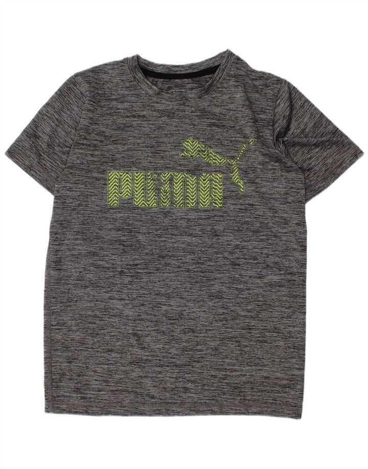 Puma Boys Graphic T-Shirt Top 7-8 Years Small Grey Flected Poliester