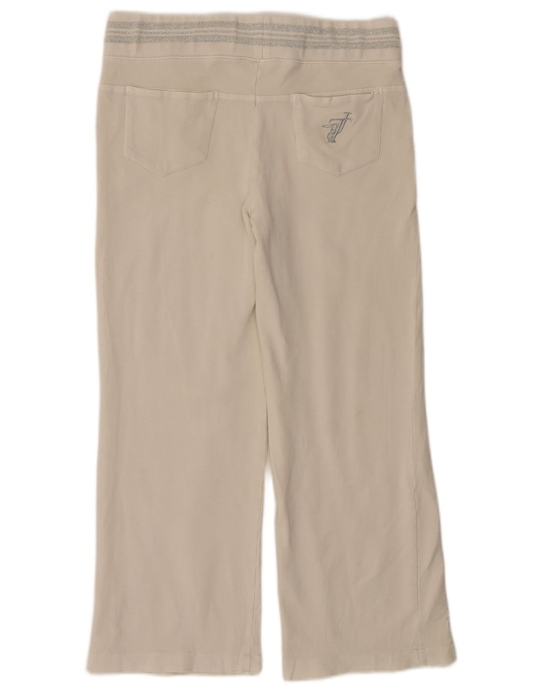 TRUSSARDI Ženske trenirke Hlače UK 14 srednje bijele pamučne boje