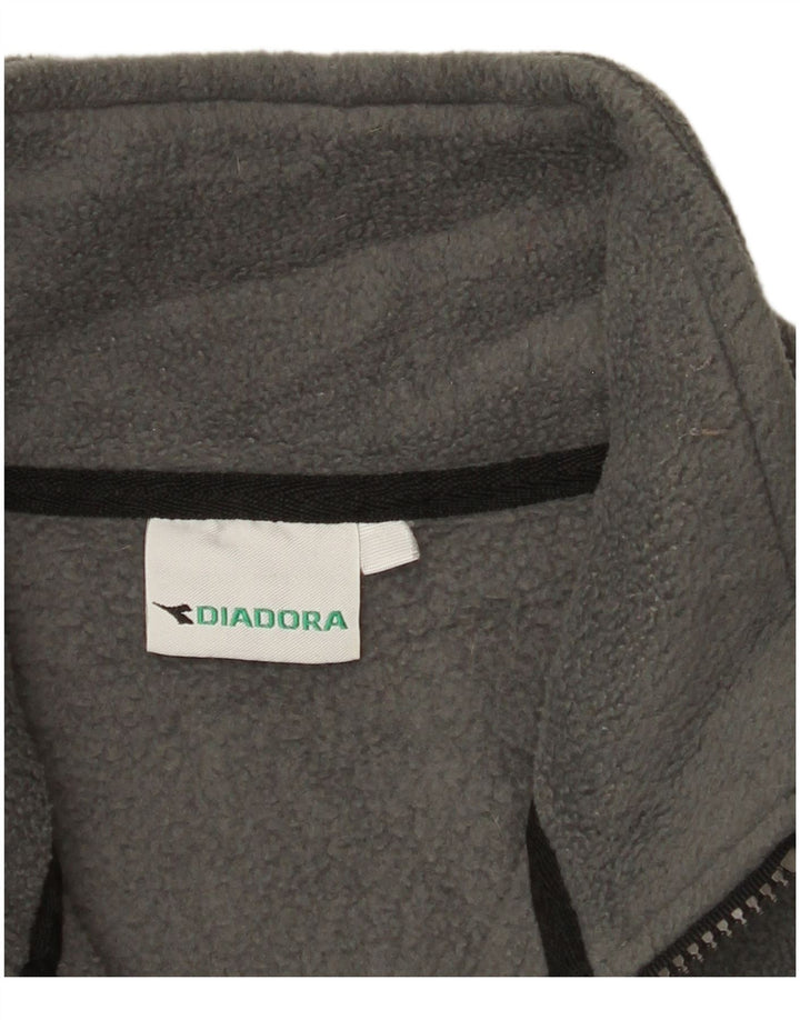 DIADORA Mens Zip Neck Fleece Jumper Large Grey Polyester
