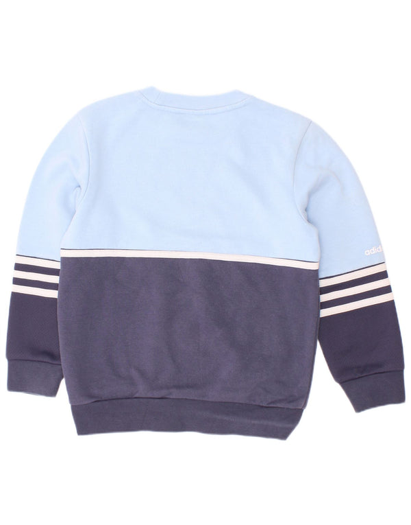 Adidas Boys Graphic Sweatshirt Jumper 5-6 Years Blue Colourblock Cotton