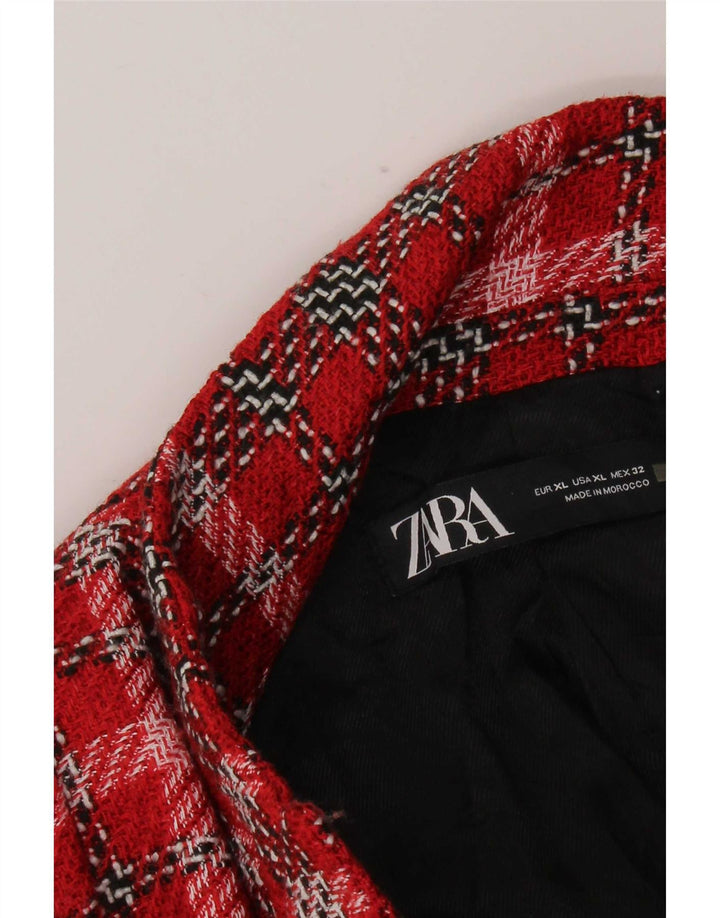 Zara ženski sako s dvostrukim kopčanjem UK 18 XL crveni karirani