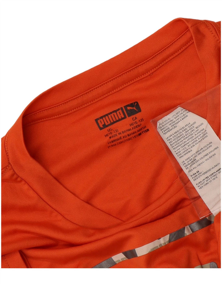 PUMA Boys Graphic T-Shirt Top 10-11 Years Medium Orange Poliester