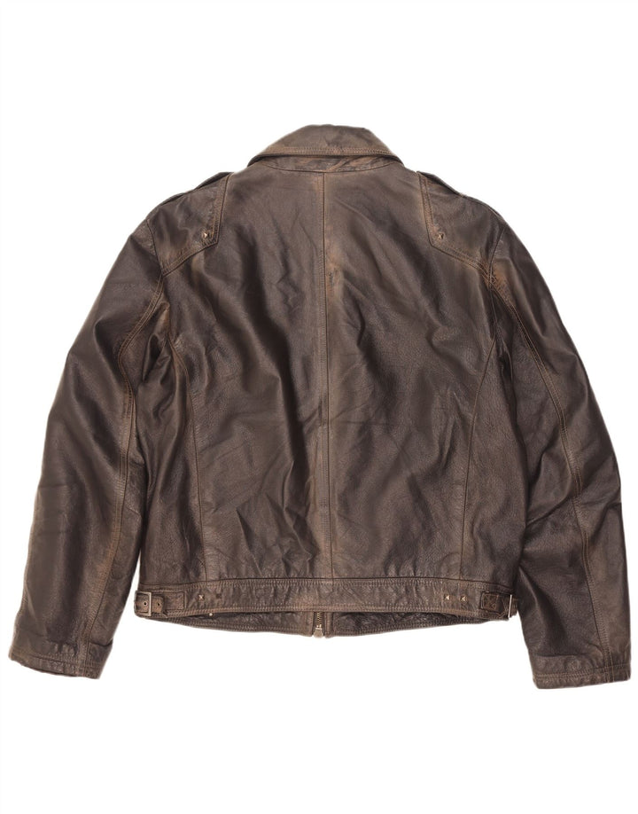 Vintage muška vojna kožna jakna IT 56 3XL smeđa