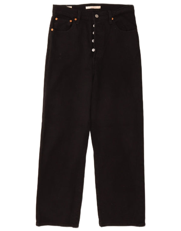 LEVI'S ženske ravne traperice visokog struka W29 L27, crni pamuk