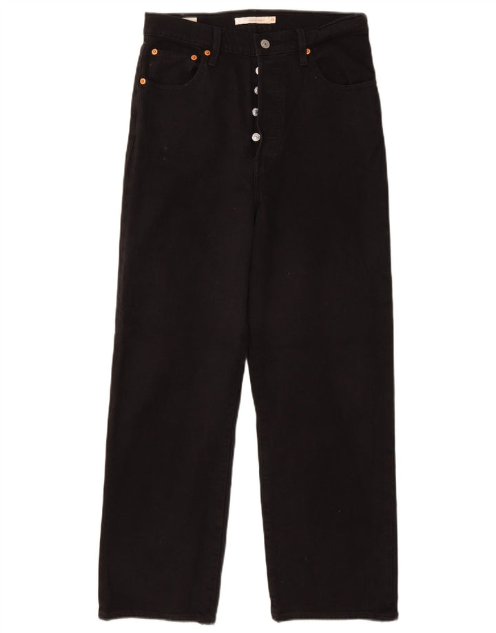 LEVI'S ženske ravne traperice visokog struka W29 L27, crni pamuk