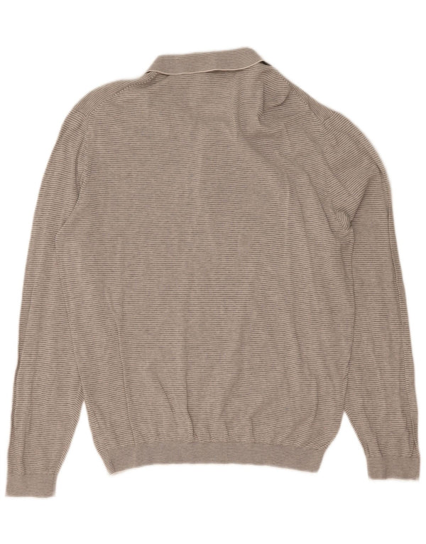 Muški pulover s polo ovratnikom Massimo Dutti 2XL pamuk na sive pruge