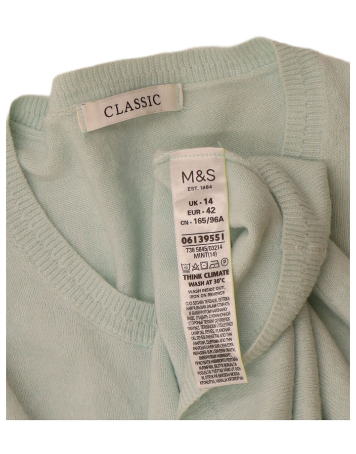 Marks & Spencer ženski klasični kardigan pulover UK 14 srednje tirkizne boje
