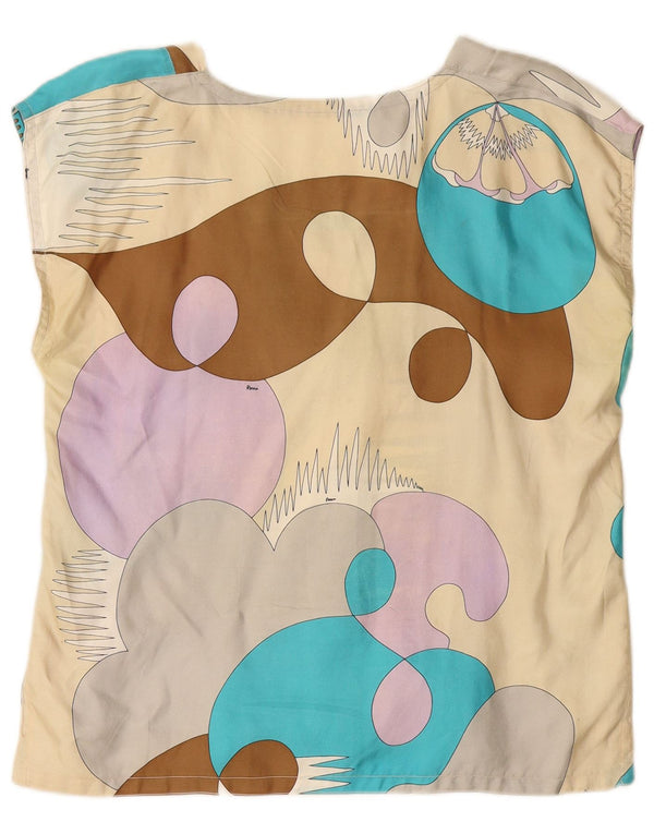 VINTAGE Ženski gornji dio bluze s apstraktnim uzorkom UK 14 srednje višebojan