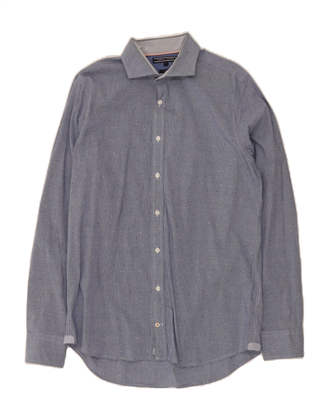 TOMMY HILFIGER Mens Slim Fit Shirt Large Blue Spotted Vintage Tommy Hilfiger and Second-Hand Tommy Hilfiger from Messina Hembry 